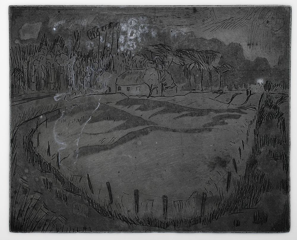 Land met sloten (etsplaat)