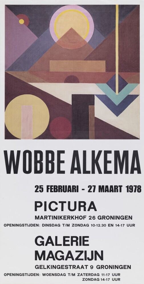 Affiche tentoonstelling Wobbe Alkema, Pictura en Galerie Magazijn 1978