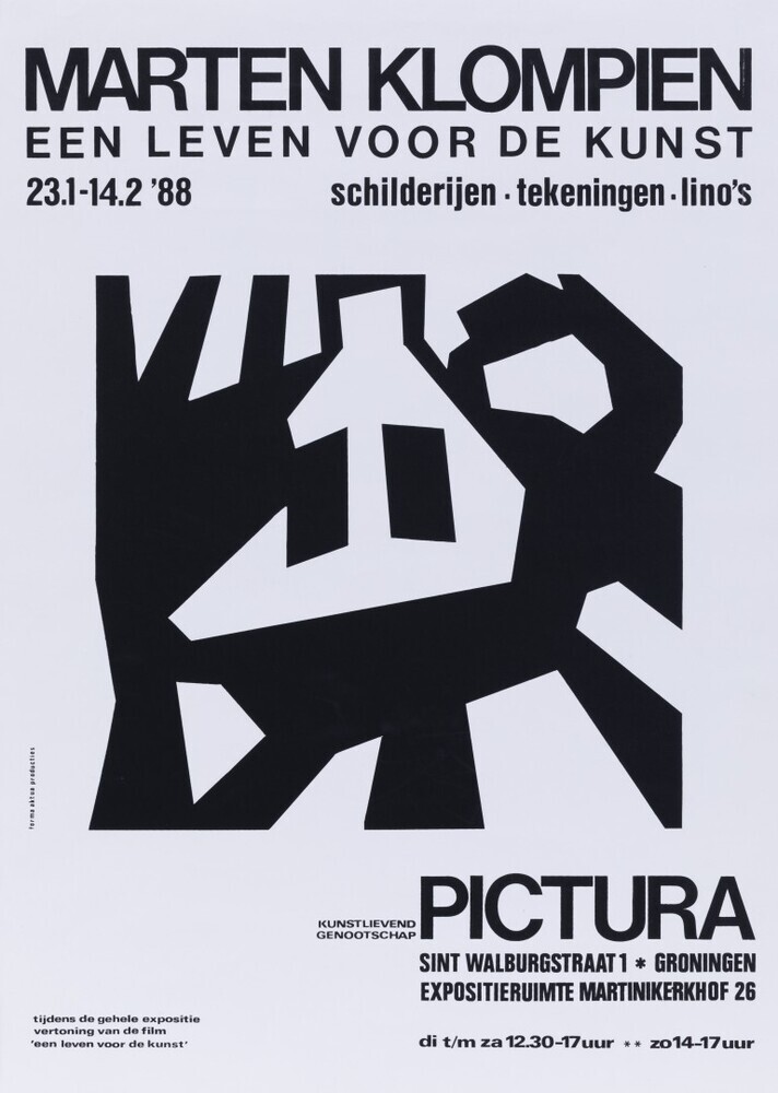 Affiche Marten Klompien, Een leven voor de Kunst, Pictura 1988