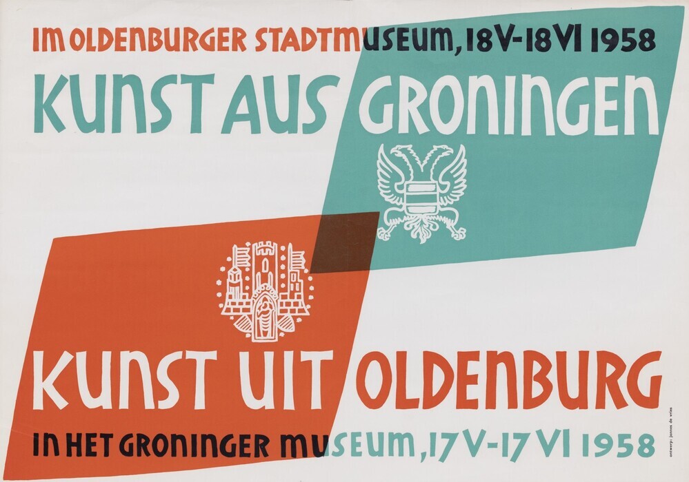 Affiche tentonstelling Groninger Museum : Kunst aus Groningen & Kunst uit Oldenburg, 1958