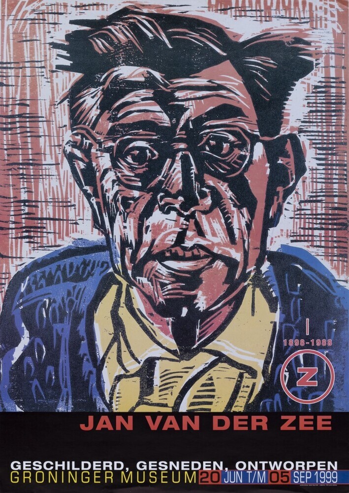 Affiche tentoonstelling Groninger Museum: Jan van der Zee, geschilderd, gesneden, ontworpen, 1999