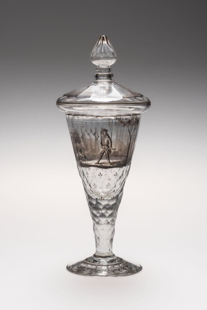 Bokaal met deksel jachttafreel