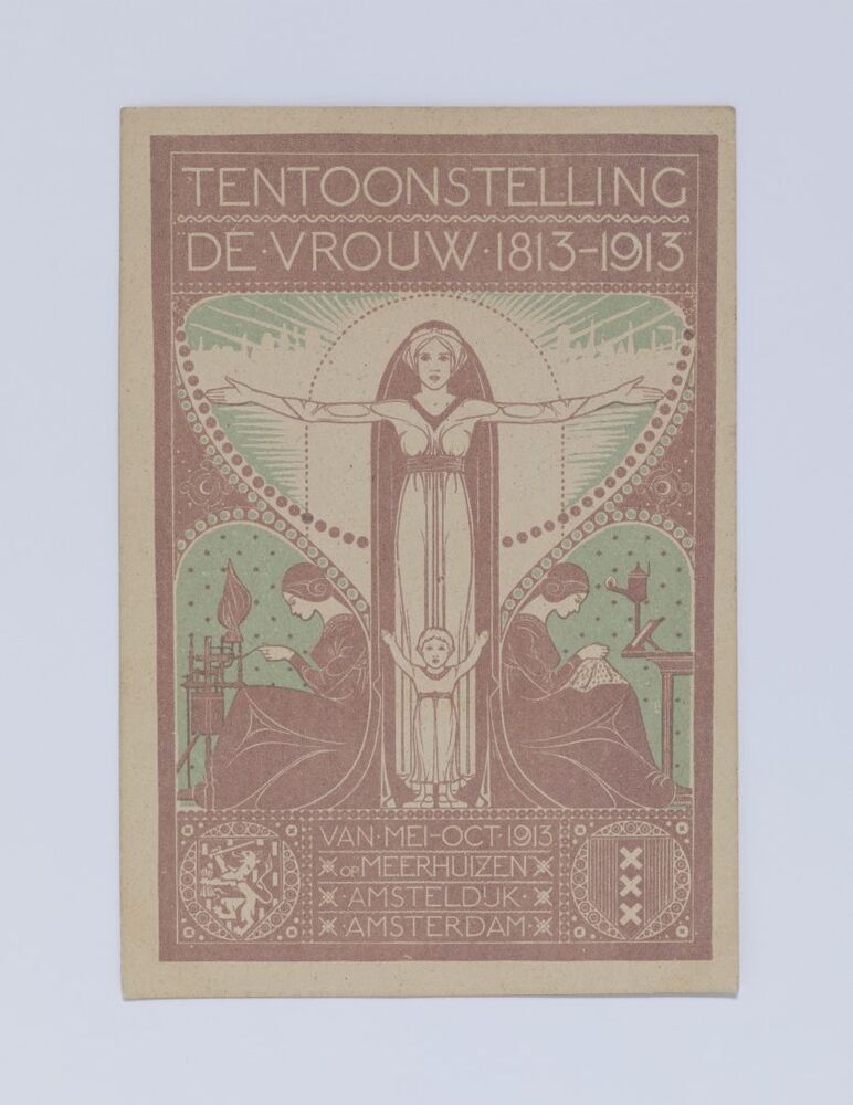 Prentbriefkaart Tentoonstelling De Vrouw 1813-1913