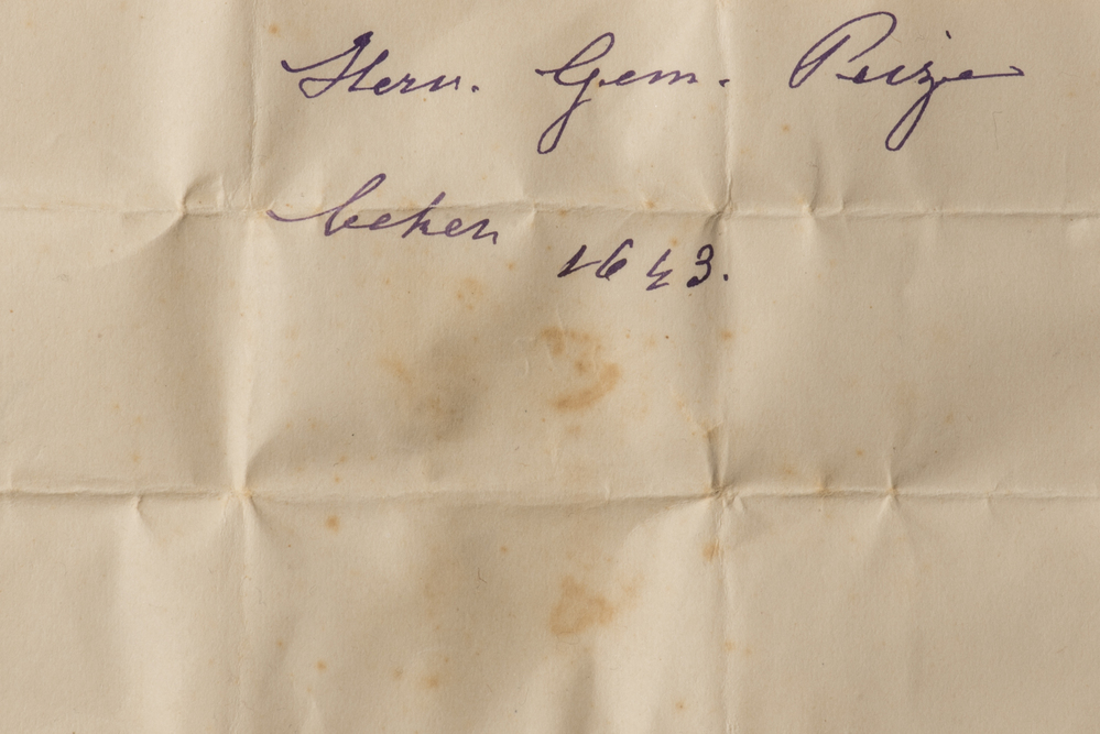 Groninger zilver-of tinmerken, beker 1643 te Peize