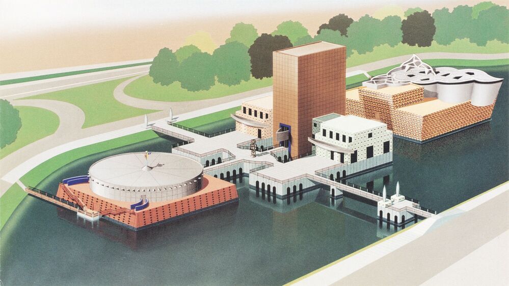 Wenskaart met ontwerp van het Groninger Museum