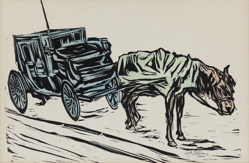 Een paard voor een koets