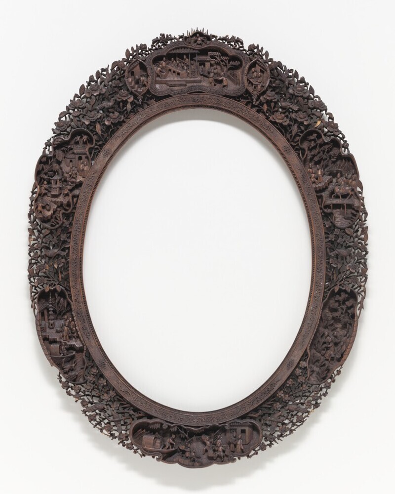 Canton snijwerk spiegellijst ovaal