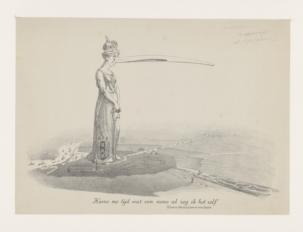 Spotprent op de uitbreiding van het Vondelpark te Amsterdam