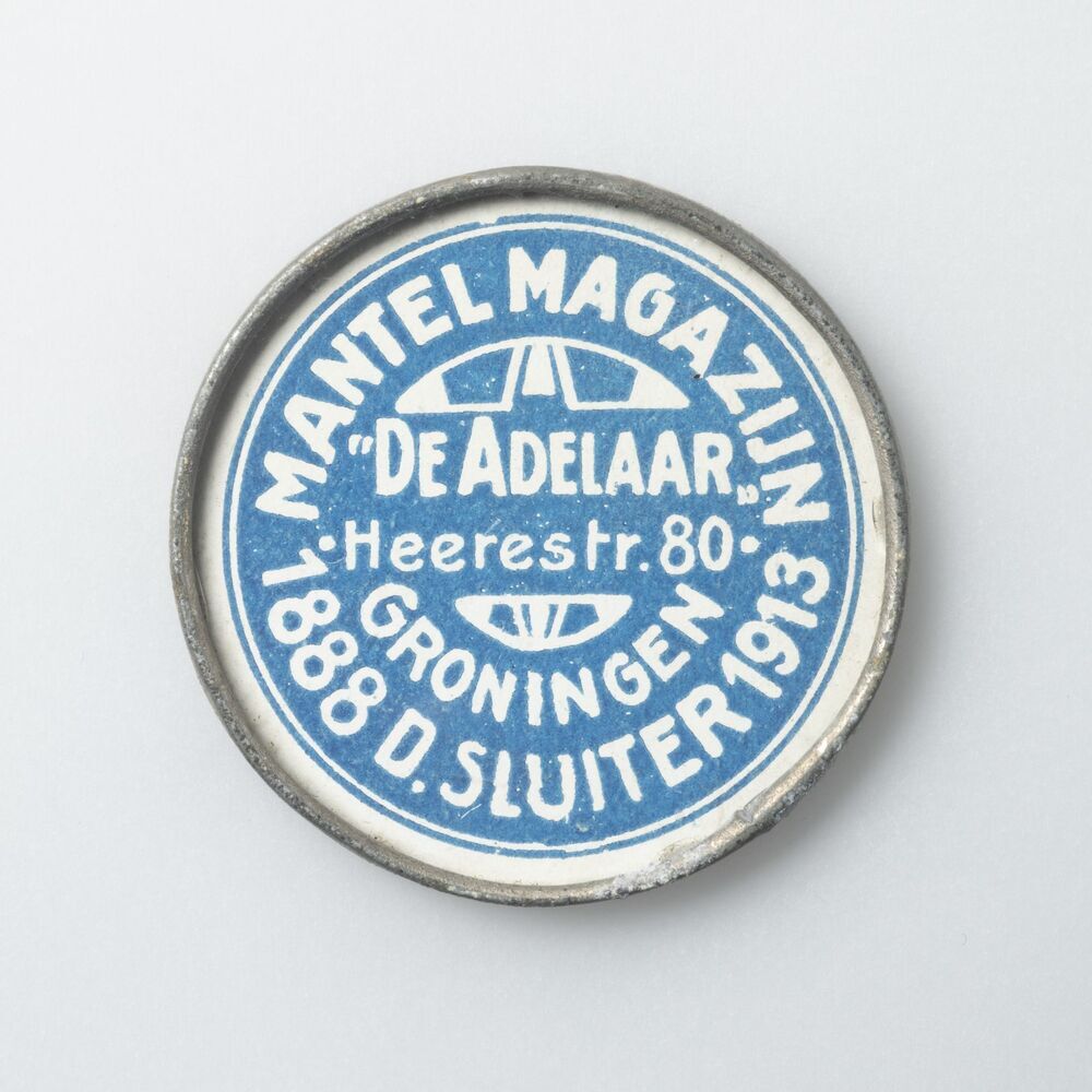 Reclame zakspiegeltje Mantelmagazijn 'De Adelaar', Groningen