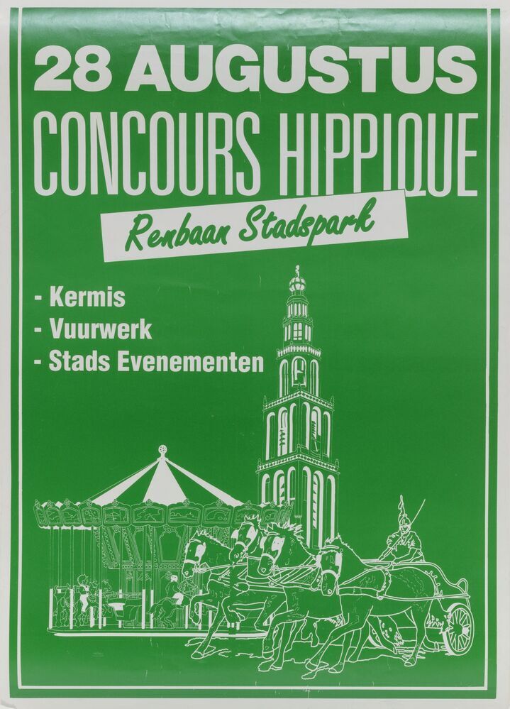 Affiche 28 augustus Concours hippique Renbaan Stadspark