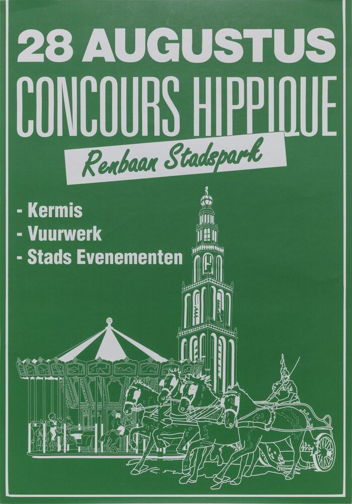 Affiche 28 augustus Concours hippique Renbaan Stadspark
