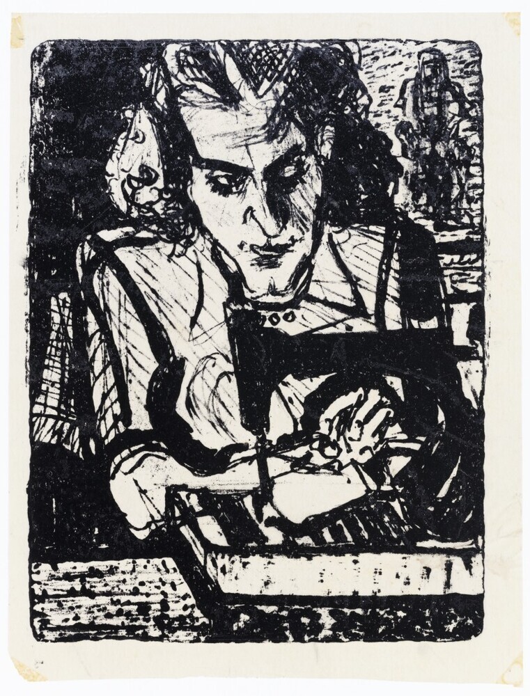 Vrouw achter naaimachine