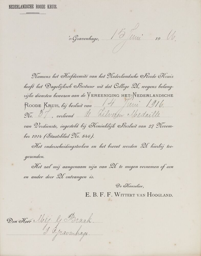 Brief Nederlandsche Roode Kruis