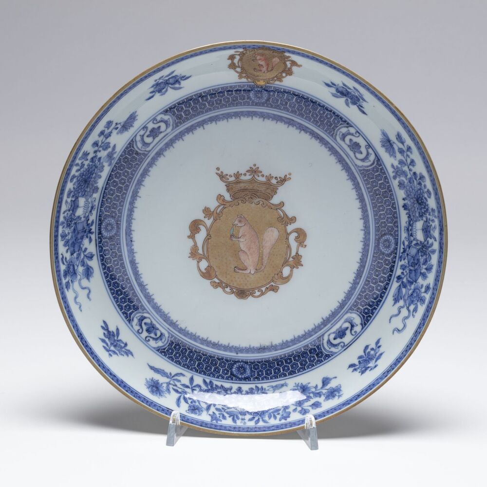 Ronde schaal of bord familiewapen Sichterman