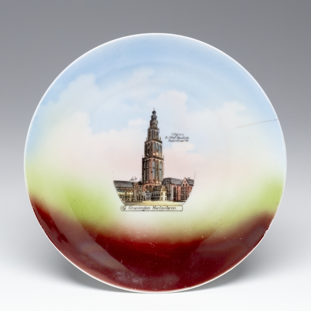 Bord met afbeelding van de Martinitoren Groningen