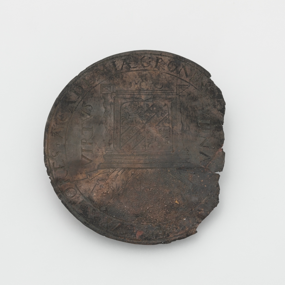 Proefdruk gedenkpenning uitgereikt aan leden studentencompagnie na beëindiging beleg 1672