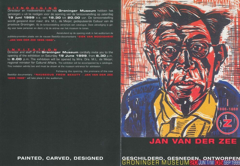 Tentoonstelling in Groninger Museum 27-4 3-t/m 6-1999: Jan van der Zee 1898-1988, geschilderd, gesneden, ontworpen